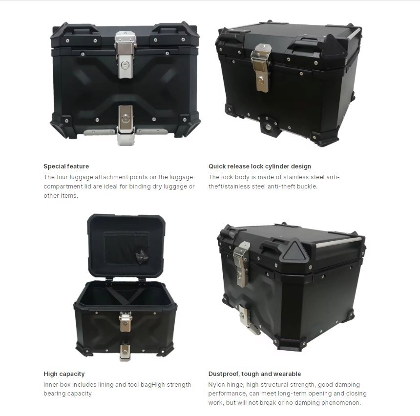 45L Aluminum Motorcycle Top Box Storage at KingsMotorcycleFairings.com 