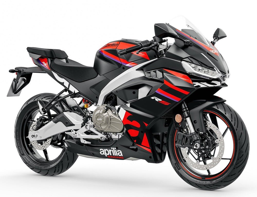 Aprilia RS 457 Fairings (2024-2025) Matte Black, Red at KingsMotorcycleFairings.com