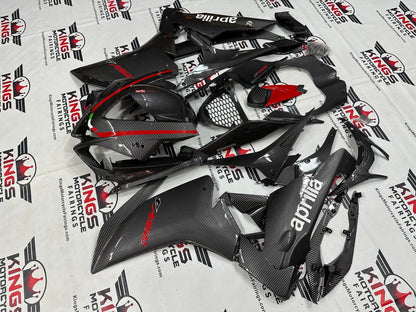 Aprilia RSV4 1000 Fairing Kit (2009-2015) Faux Carbon Fiber, Red at KingsMotorcycleFairings.com
