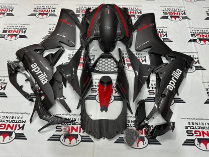 Aprilia RSV4 1000 Fairing Set (2009-2015) Faux Carbon Fiber, Red at KingsMotorcycleFairings.com