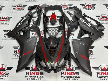 Aprilia RSV4 1000 Fairings (2009-2015) Faux Carbon Fiber, Red at KingsMotorcycleFairings.com