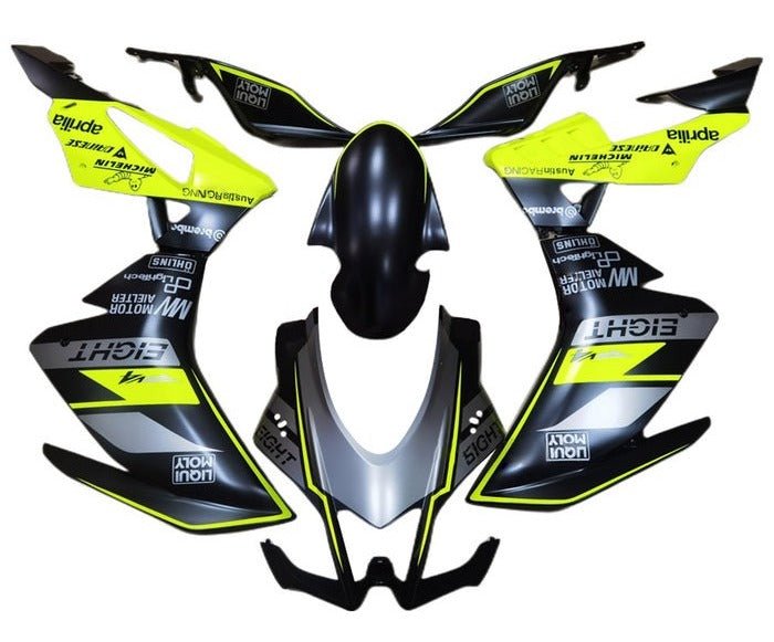 Aprilia RSV4 1000 Fairings (2016-2020) Matte Black, Gray, Yellow at KingsMotorcycleFairings.com