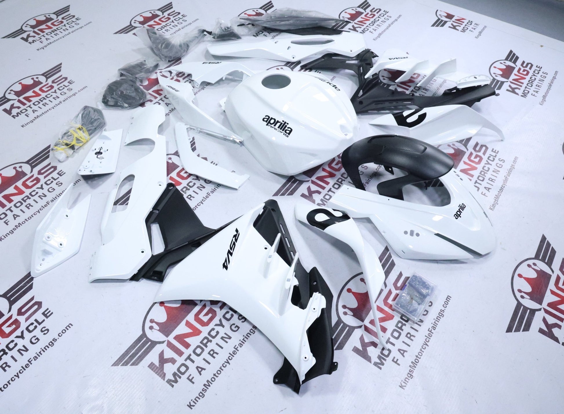 Aprilia RSV4 1100 Fairings (2021-2024) White from KingsMotorcycleFairings.com
