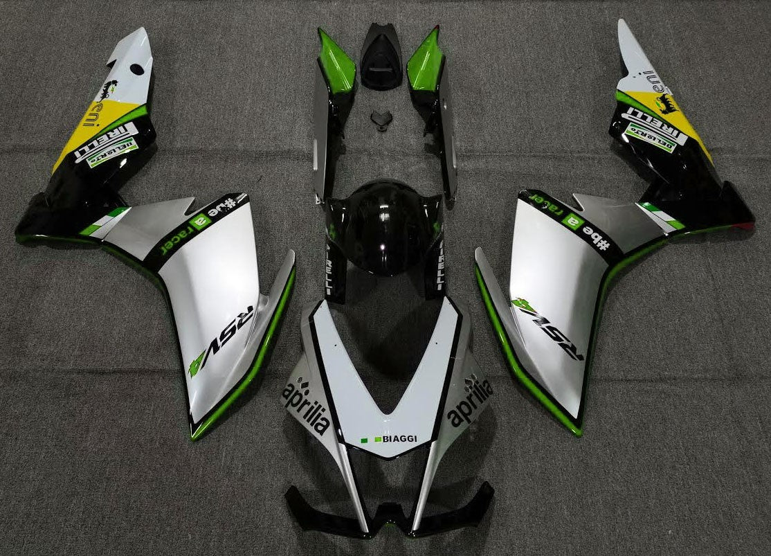 Aprilia RSV41000 Fairings (2009-2015) Silver, Green, Black at KingsMotorcycleFairings.com