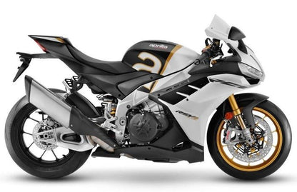 Aprilia RSV4 1100 Fairings (2021-2024) White, Black, Gold at KingsMotorcycleFairings.com