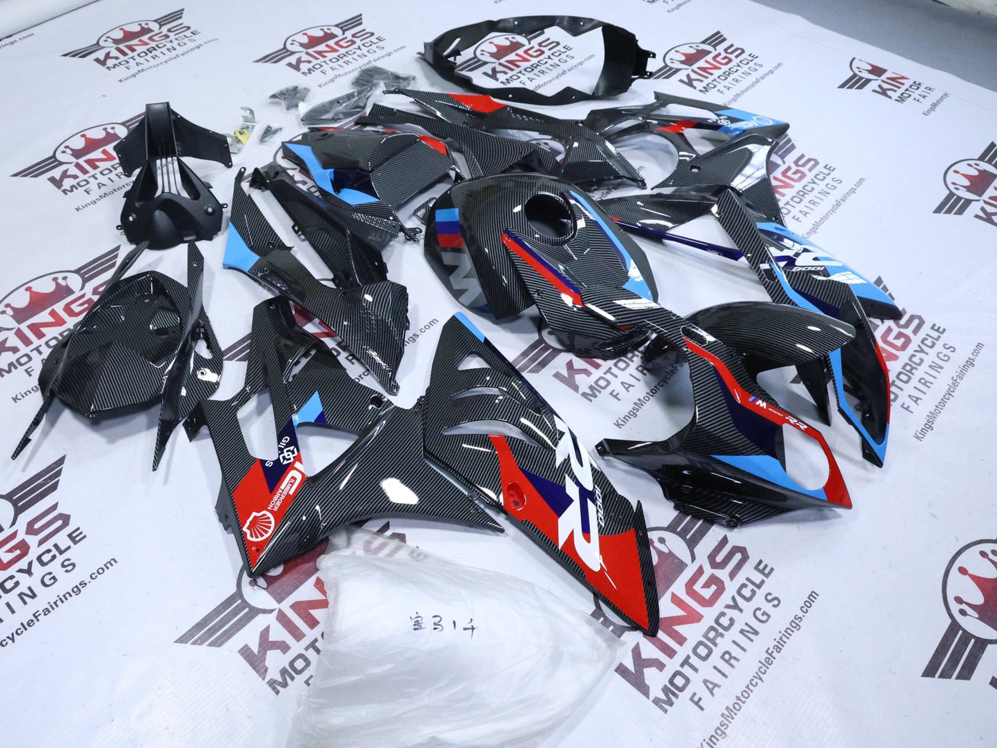 BMW S1000RR Fairing Kit (2009-2014) Faux Carbon Fiber, Red, Blue at KingsMotorcycleFairings.com