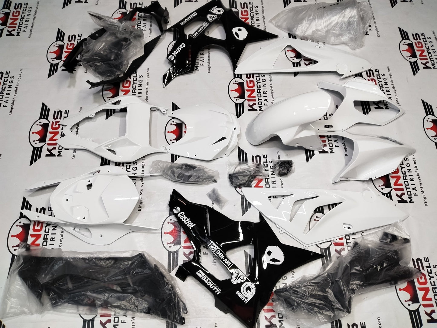 BMW S1000RR Fairing Kit (2009-2014) White, Black at KingsMotorcycleFairings.com