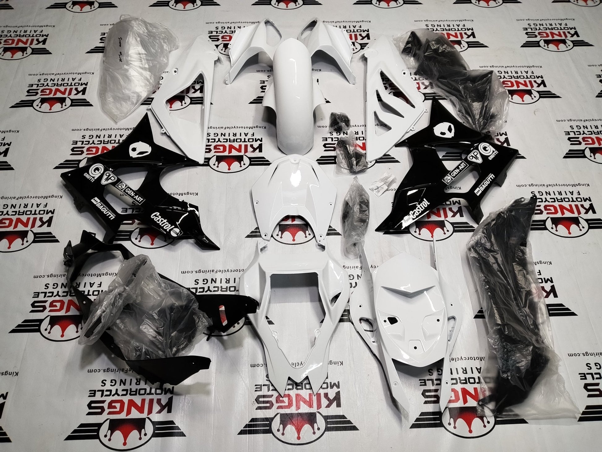 BMW S1000RR Fairing Set (2009-2014) White, Black at KingsMotorcycleFairings.com