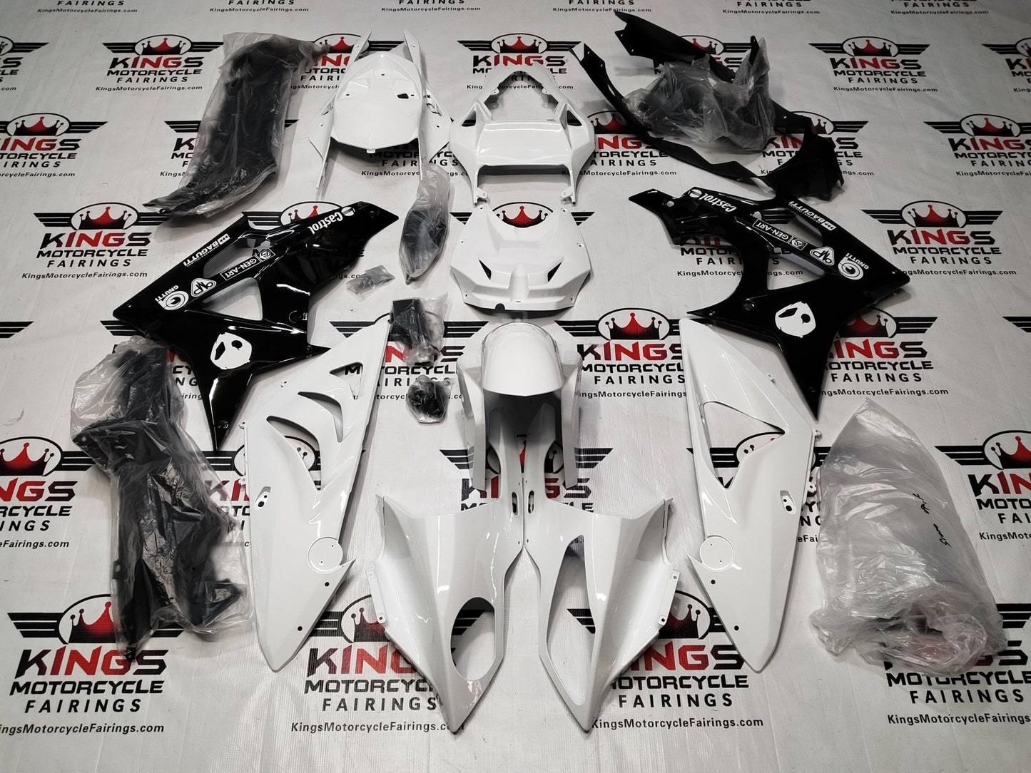BMW S1000RR Fairings (2009-2014) White, Black at KingsMotorcycleFairings.com