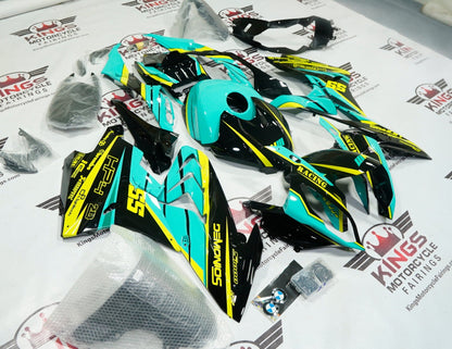 BMW S1000RR Fairings (2015-2016) Black, Turquoise, Yellow by KingsMotorcycleFairings.com