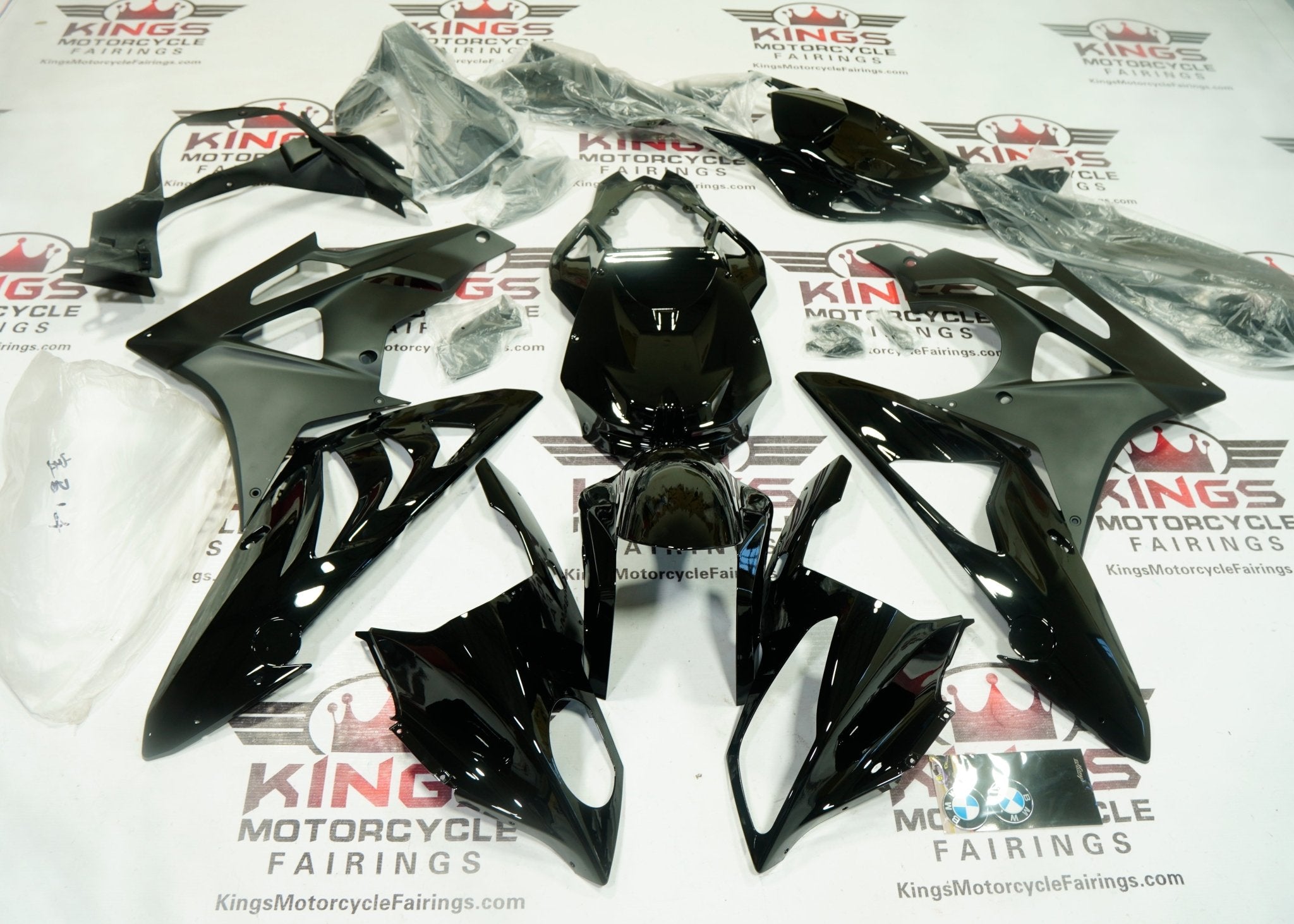 BMW S1000RR Fairings (2017-2018) Black Gloss, Matte Black from KingsMotorcycleFairings.com
