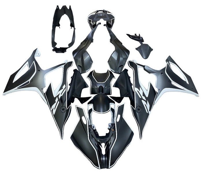 KingsMotorcycleFairings.com BMW S1000RR Fairings (2019-2022) Matte Black, White Stripe