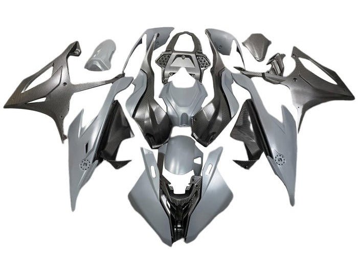 BMW S1000RR Fairings (2019-2022) Matte Gray, Faux Carbon Fiber at KingsMotorcycleFairings.com