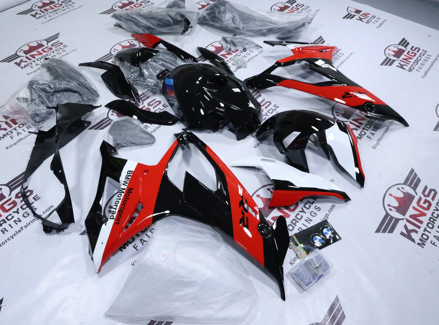 BMW S1000RR Fairings (2019-2022) Red, Black, White at KingsMotorcycleFairings.com