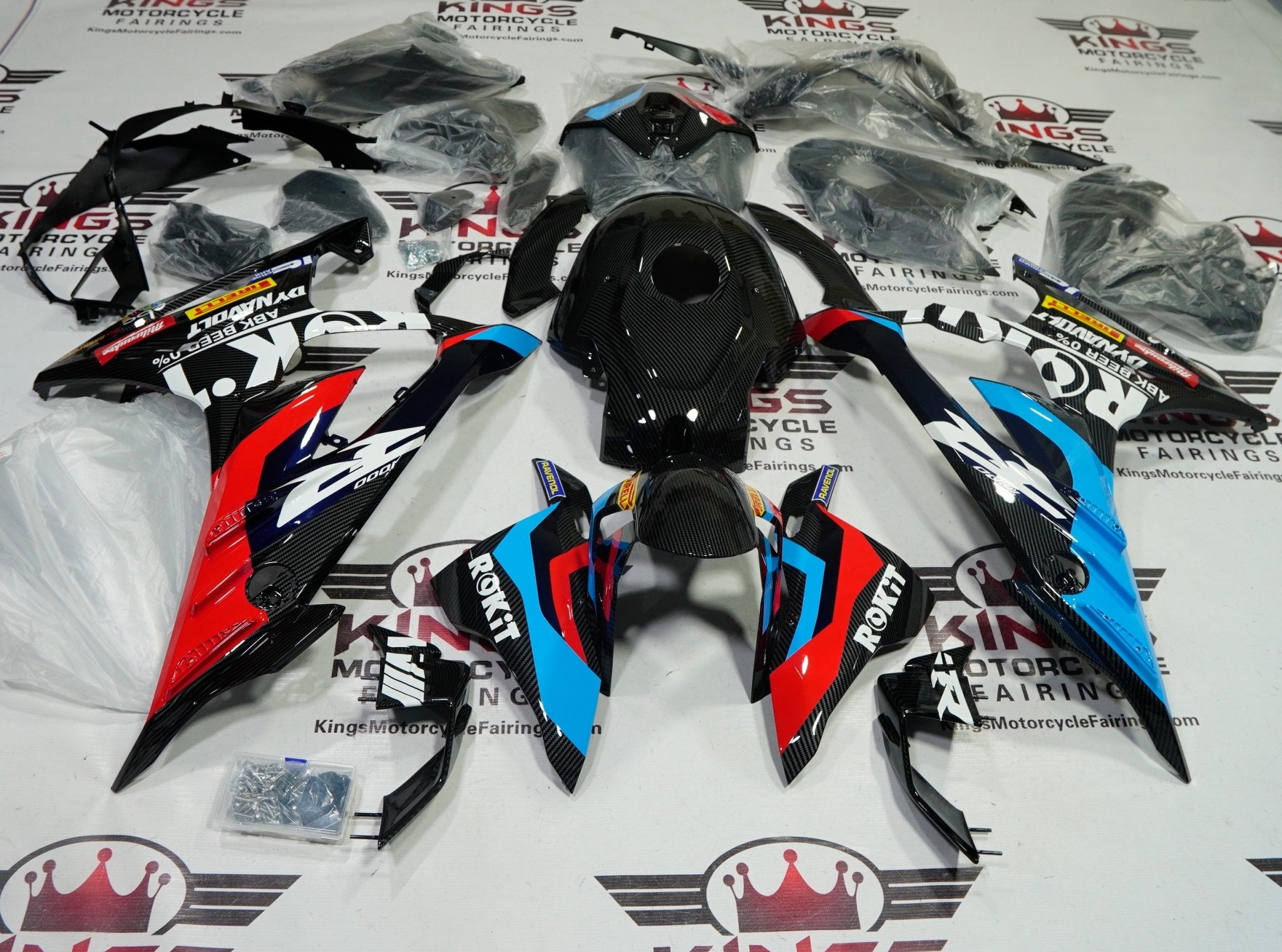 BMW S1000RR Fairings (2023-2024) Faux Carbon Fiber Toprak at KingsMotorcycleFairings.com