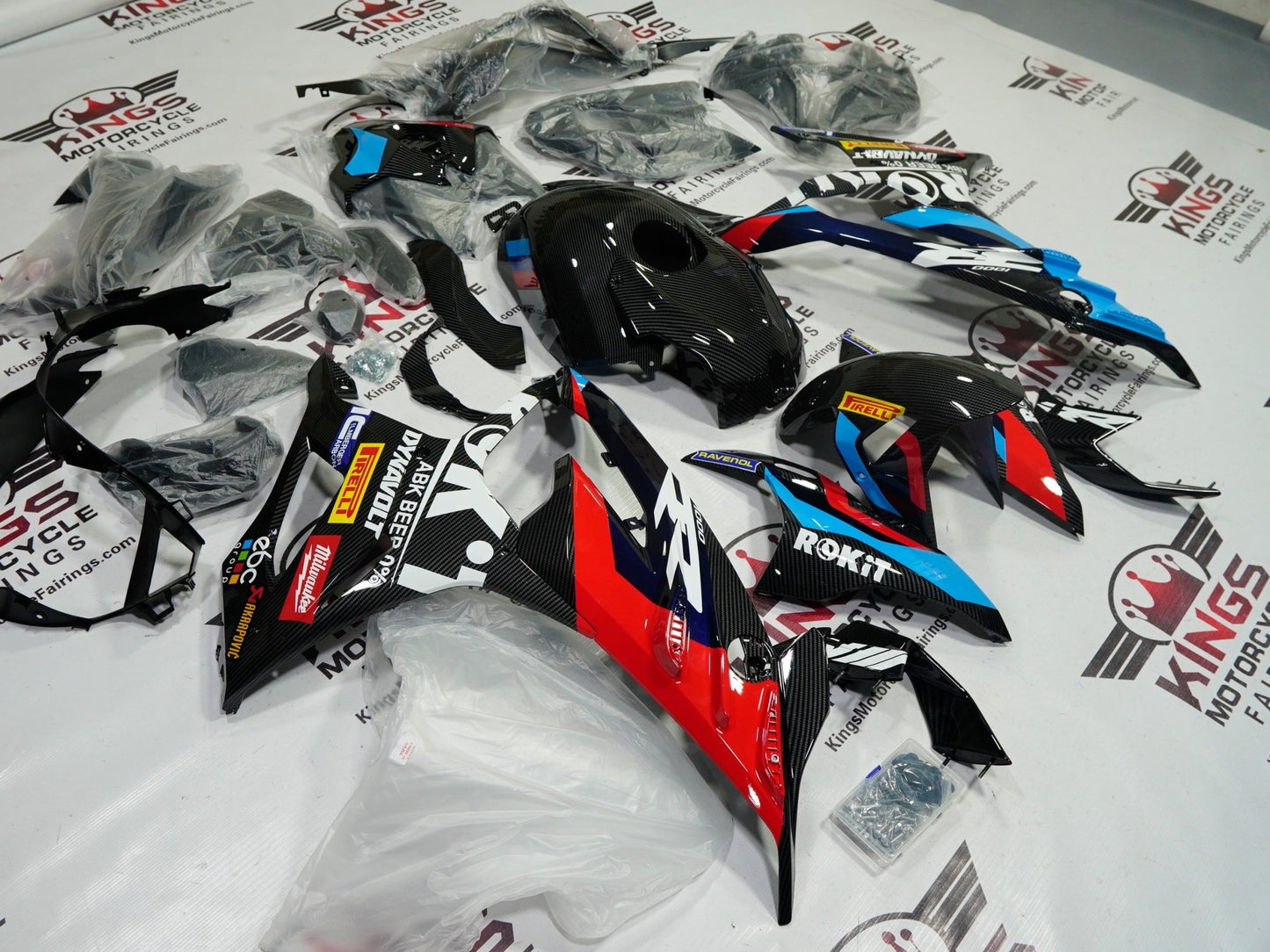 BMW S1000RR Fairing Kit (2023-2024) Faux Carbon Fiber Toprak at KingsMotorcycleFairings.com
