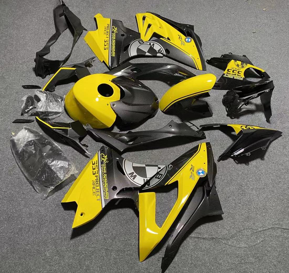 BMW S1000RR Fairings (2019-2022) Yellow, Faux Carbon Fiber at KingsMotorcycleFairings.com