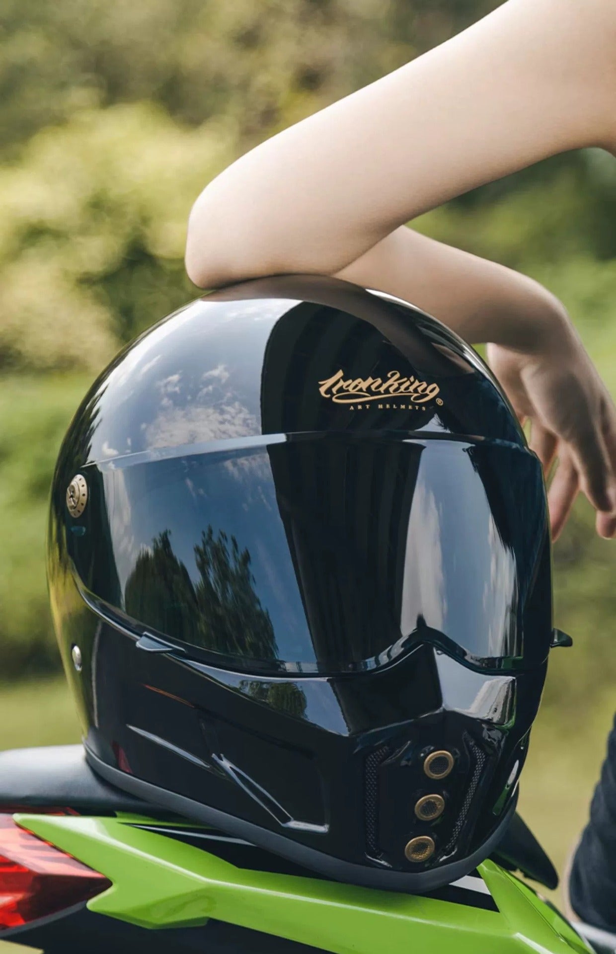 Black Iron King Motorcycle Helmet at KingsMotorcycleFairings.com