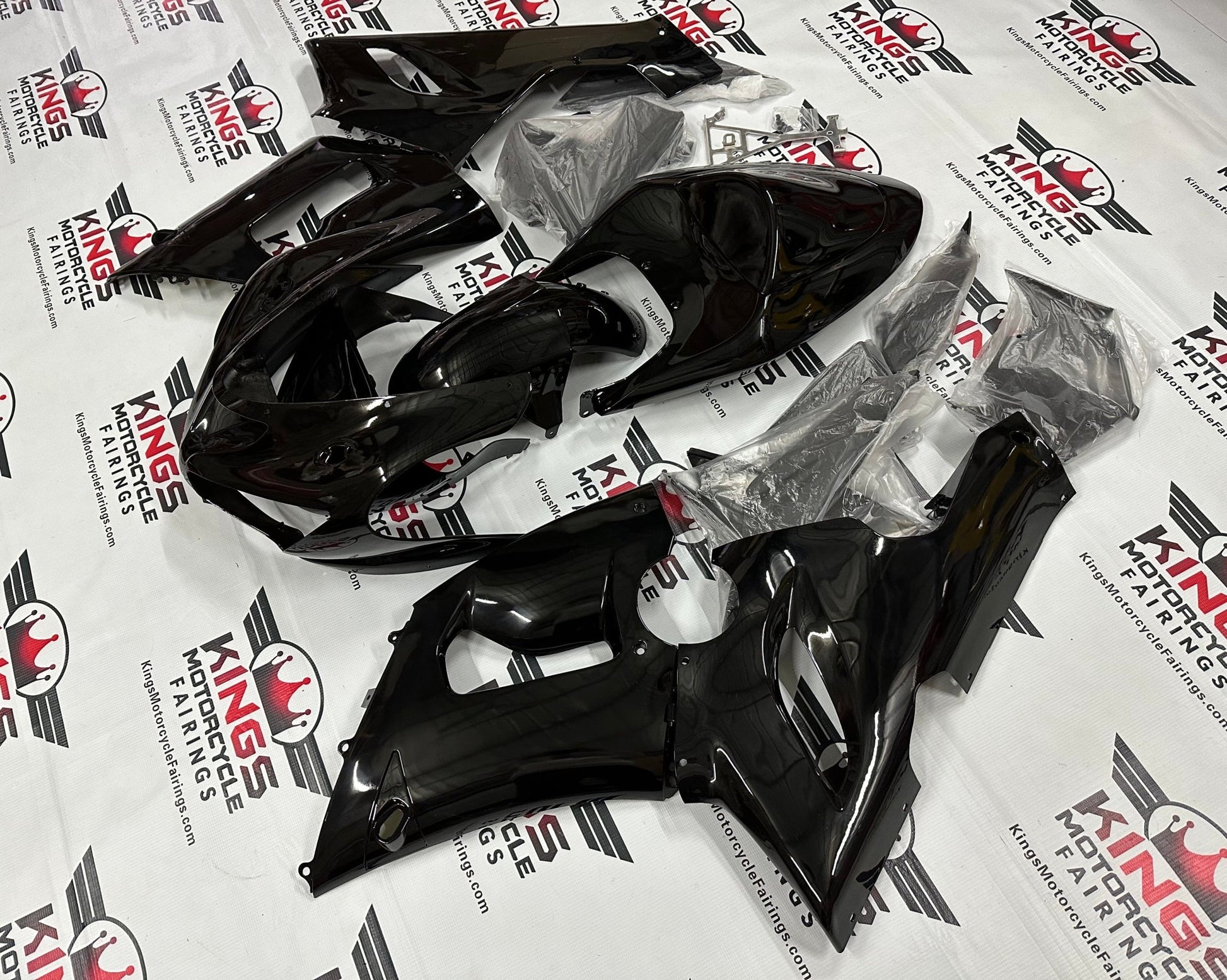 Black Kawasaki Ninja ZX6R 636 Fairings (2005-2006) at KingsMotorcycleFairings.com 