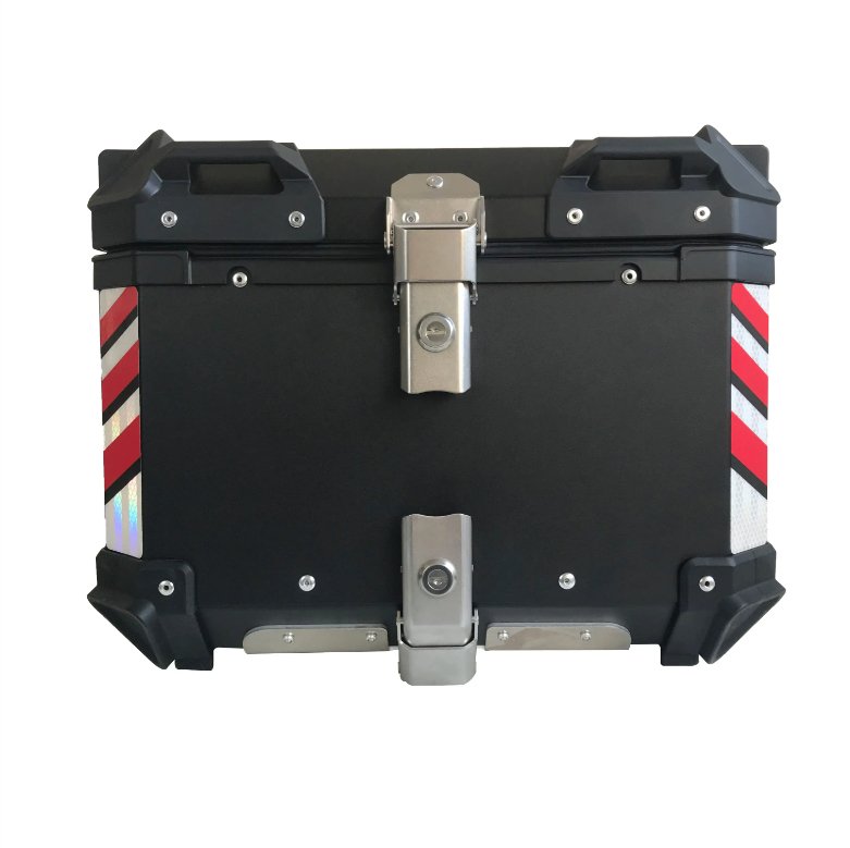 Black Red 45L Aluminum Motocycle Top Box Storage at KingsMotorcycleFairings.com