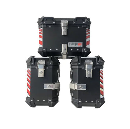 Black Silver Red 45L Aluminum Motocycle Top Box Storage at KingsMotorcycleFairings.com!