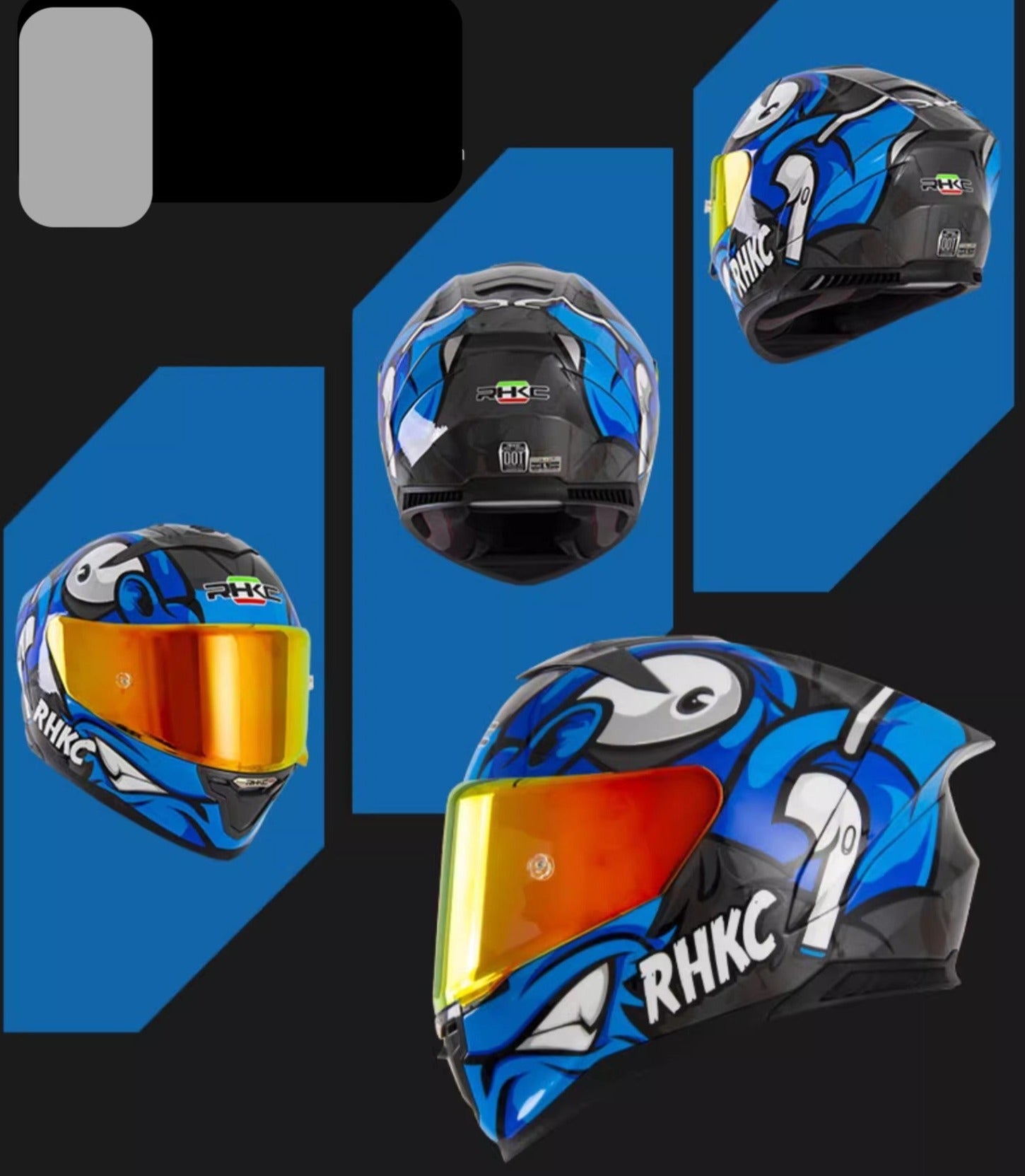 Blue & White Animal Motorcycle Helmet
