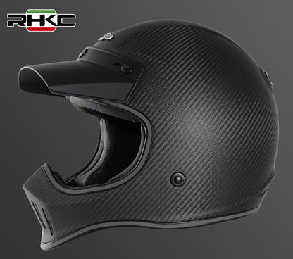Carbon Fiber & Flat Black RHKC Motorcycle Helmet at KingsMotorcycleFairings.com