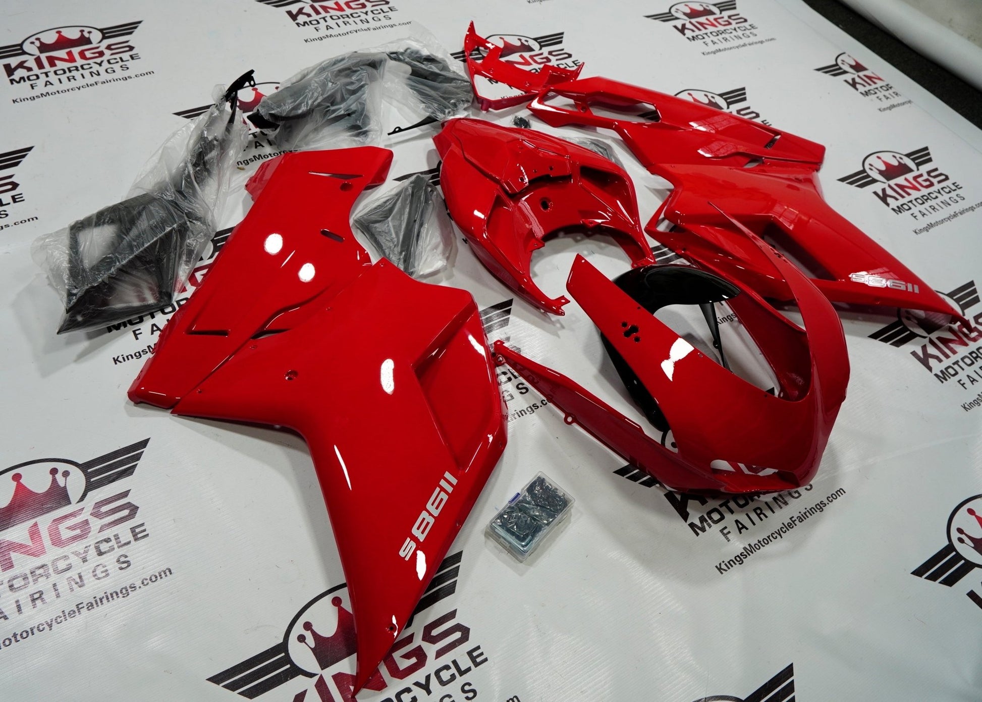Ducati 1198 (2007-2012) Red, Black & Silver Fairings at KingsMotorcycleFairings.com