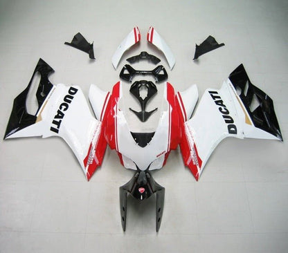 Ducati 1199 Fairings (2011-2014) White, Black, Red Stripe at KingsMotorcycleFairings.com