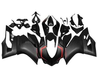 Ducati 1299 Panigale Fairings (2015-2020) Matte Black, Red Stripe at KingsMotorcycleFairings.com