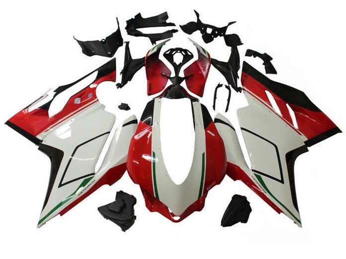 Ducati 1299 Fairings (2015-2020) White, Red, Black, Green Stripe at KingsMotorcycleFairings.com