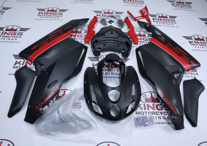 Ducati 749 Fairings (2003-2004) Matte Black, Red Stripe from KingsMotorcycleFairings.com