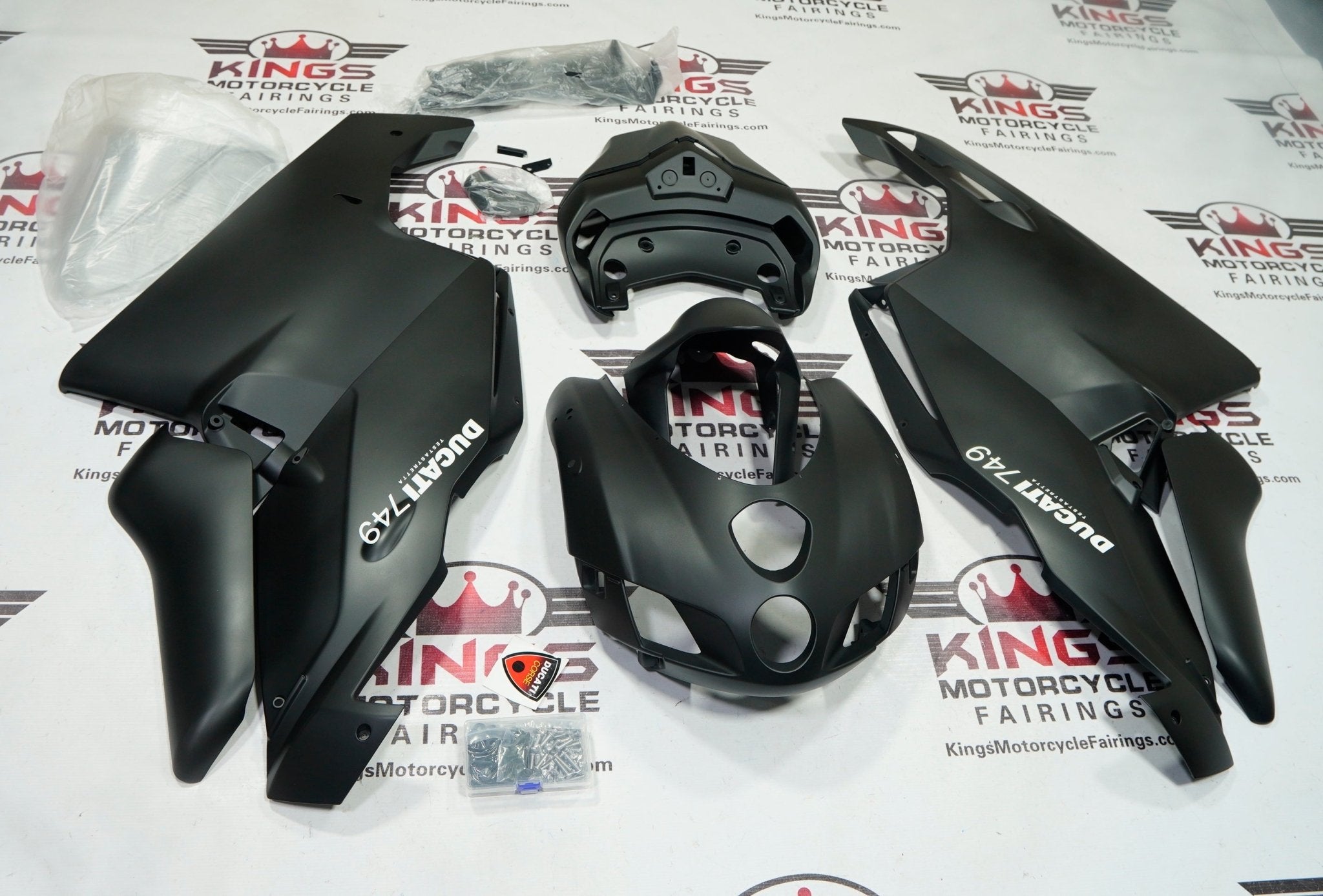 Ducati 749 Fairings (2005-2006) Matte Black, Silver at KingsMotorcycleFairings.com