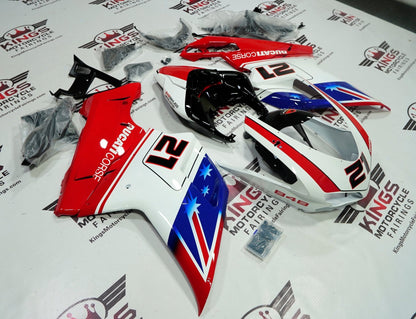 Ducati 848 (2007-2014) Red, White & Blue Bayliss Corse #21 Fairings at KingsMotorcycleFairings.com