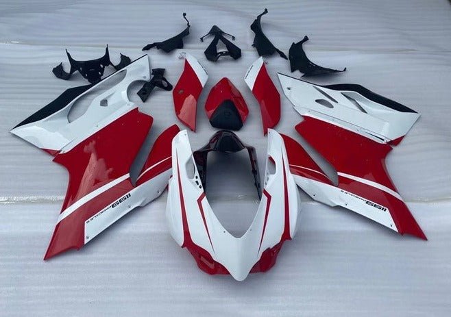 Ducati 899 Fairings (2011-2014) Gloss White, Red at KingsMotorcycleFairings.com