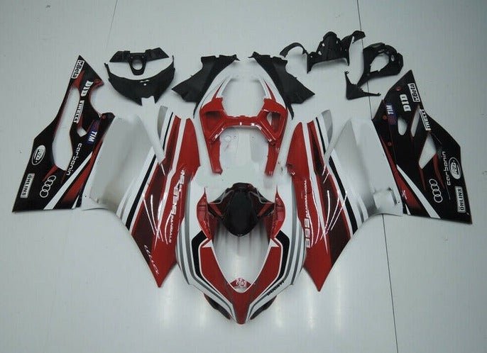 Ducati 899 Fairings (2011-2014) Red, Black, White, Silver Stripe at KingsMotorcycleFairings.com