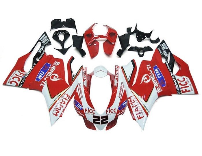 Ducati 899 Fairings (2011-2014) Red, White, Fiamm #22 at KingsMotorcycleFairings.com
