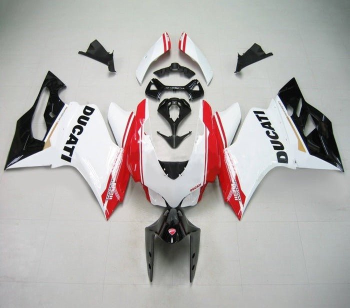 Ducati 899 Fairings (2011-2014) White, Black, Red Stripe at KingsMotorcycleFairings.com