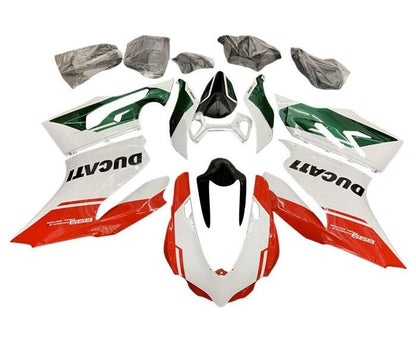 Ducati 899 Fairings (2011-2014) White, Green, Red Stripe at KingsMotorcycleFairings.com
