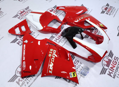 Ducati 916 Fairing Set (1994-1999) Red, White, Black, Gold Pinstripe from KingsMotorcycleFairings.com
