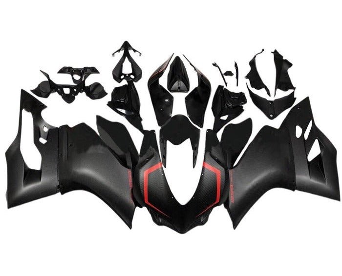 Ducati 959 Panigale Fairings (2015-2020) Matte Black, Red Stripe at KingsMotorcycleFairings.com