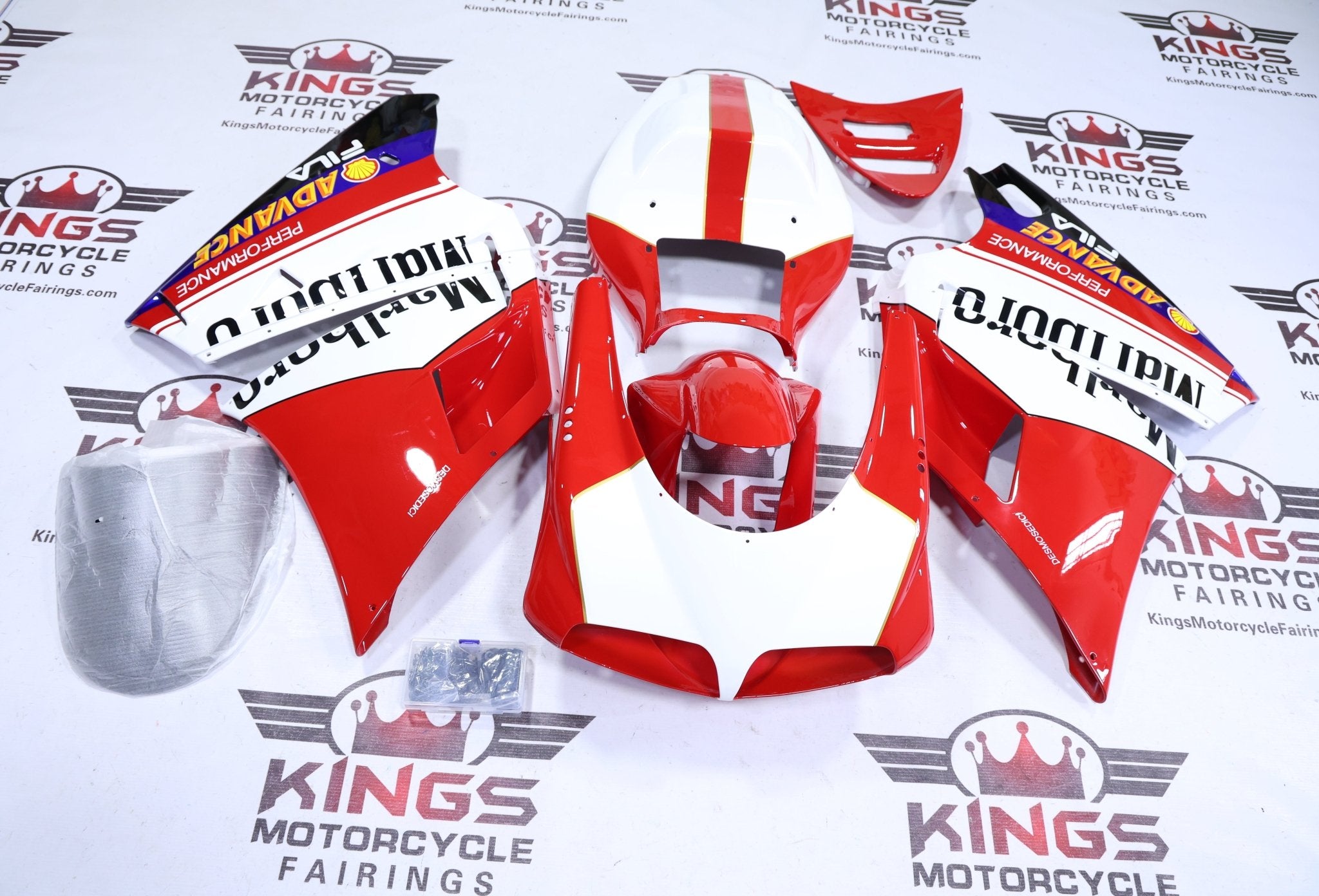 Ducati 996 Fairings (1998-2002) Red, White Marlboro Fila at KingsMotorcycleFairings.com