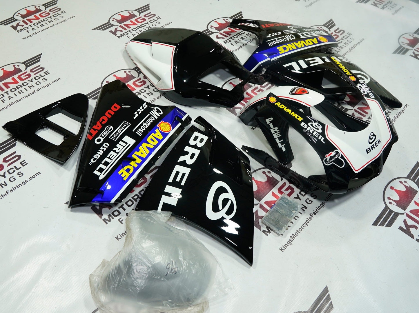 Ducati 998 Fairings (2002-2003) Black, White, Red Breil at KingsMotorcycleFairings.com
