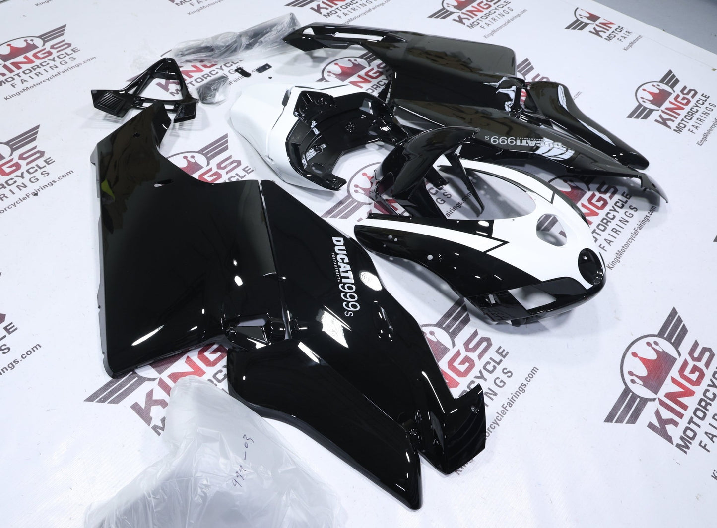 Ducati 999s Fairings (2005-2006) Black Gloss, White at KingsMotorcycleFairings.com