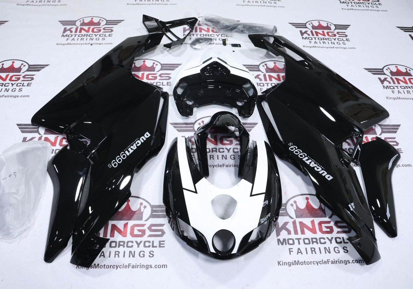 Ducati 999s Fairings (2005-2006) Black, White from KingsMotorcycleFairings.com
