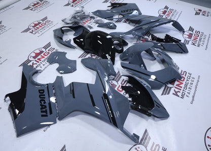 Ducati Panigale V4 Fairings (2018-2019) Nardo Gray, Black from KingsMotorcycleFairings.com
