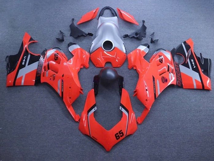 Ducati Panigale V4 Fairing set (2020-2021) Red, Silver, Black Stripe at KingsMotorcycleFairings.com