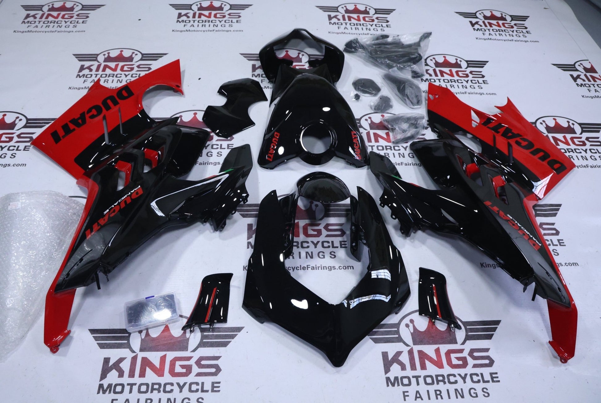 Ducati Panigale V4 Fairings (2022-2024) Black, Red Gloss at KingsMotorcycleFairings.com