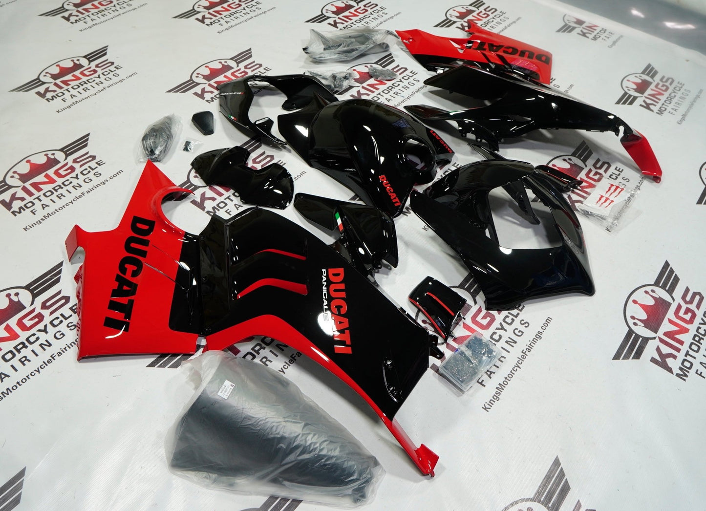 Ducati Panigale V4S Fairings (2022-2024) Black, Red from KingsMotorcycleFairings.com