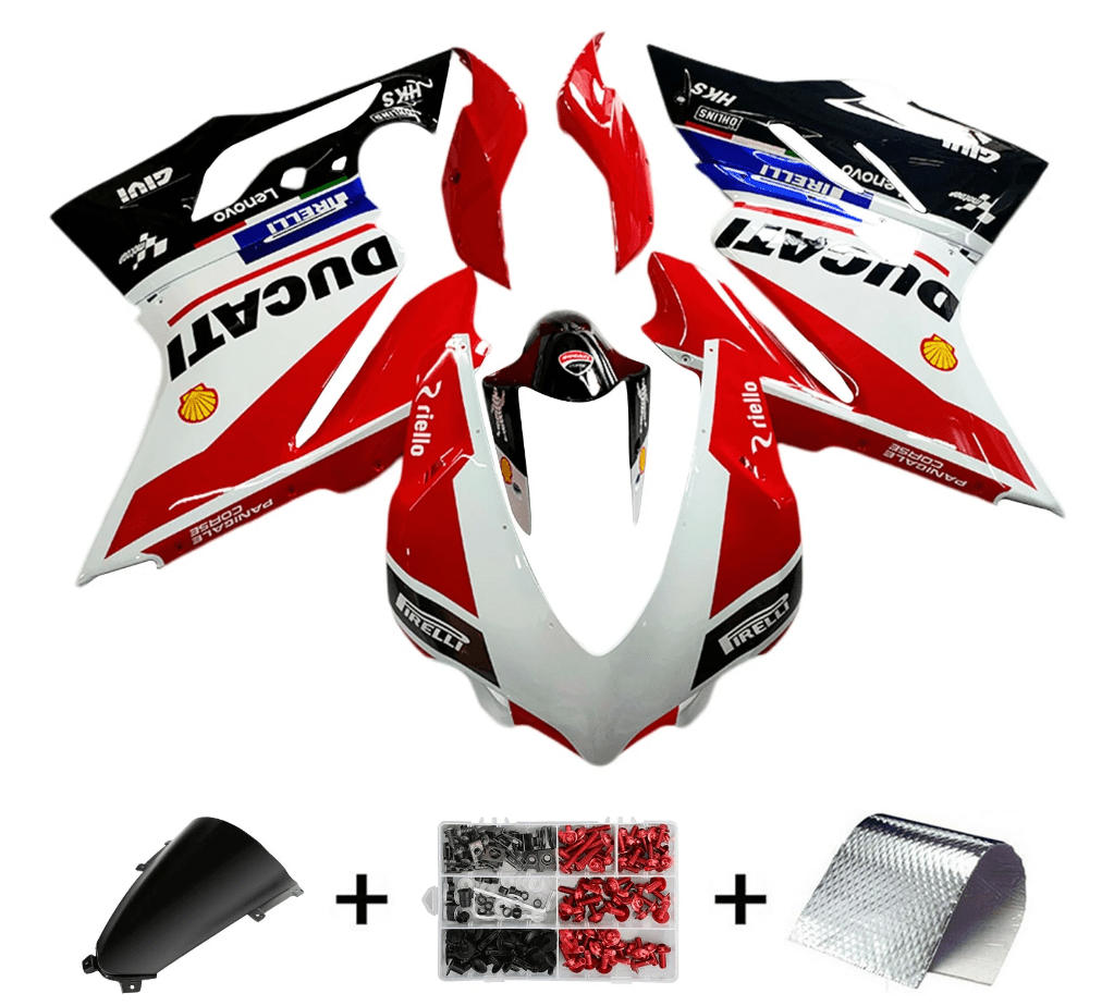 Ducati Panigale V4S Fairing Set (2018-2019) White, Red, Black at KingsMotorcycleFairings.com